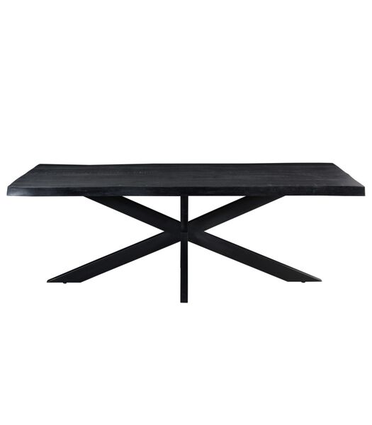 Black Omerta - Table de salle à manger - rectangulaire - tronc d'arbre - 220cm - mangue - noir - pied araignée en acier - laqué noir