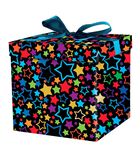 Boîte cadeau avec nœud -Étoiles multicolores image number 0