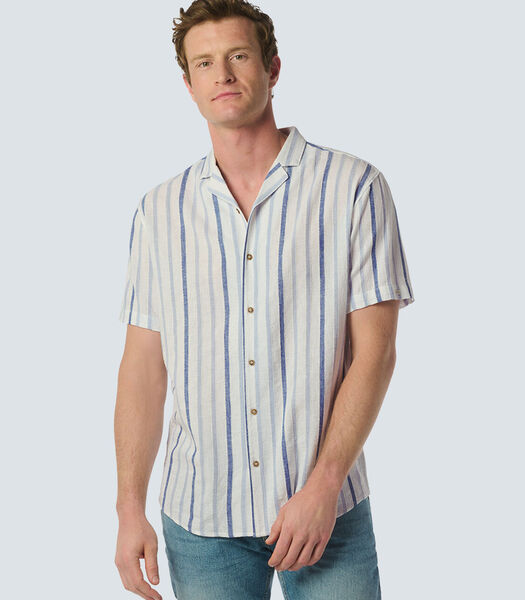 Overhemd met korte mouwen, resort kraag en 3 neutrale kleurstrepen Male