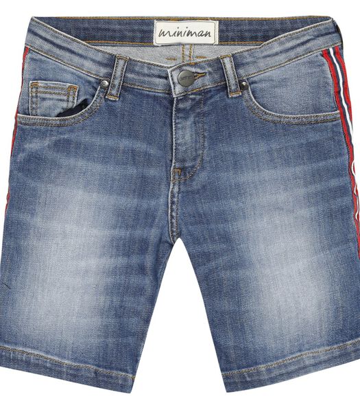 Bermuda jeans met gestreepte band
