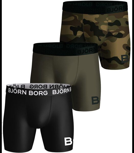 Bjorn Borg Boxers Lot de 3 Vert Noir