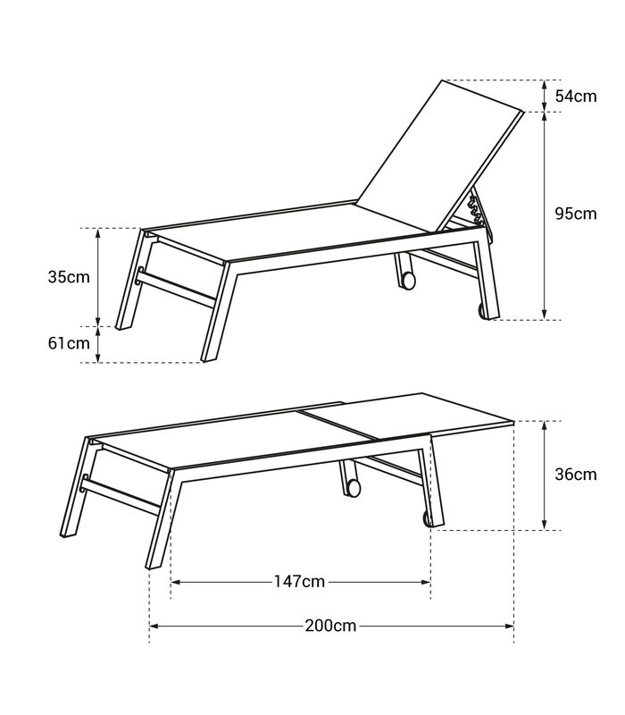BARBADOS ligstoel in wit textilene - wit aluminium image number 3