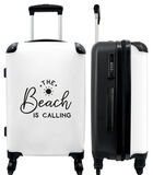 Handbagage Koffer met 4 wielen en TSA slot (Tekst - Strand - The beach is calling - Zwart wit - Vakantie) image number 0