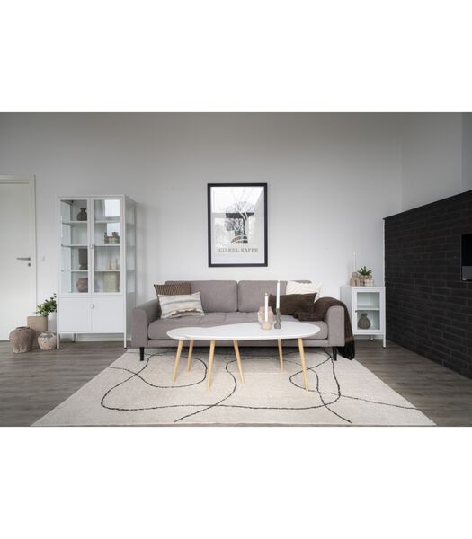 Scanditable - Table basse - plateau blanc - pieds naturels - 110x45x60cm