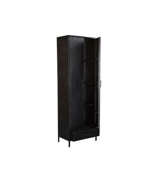 Black Omerta - Armoire de rangement - mangue - noir - 2 portes - 1 tiroir - châssis en acier - revêtement noir