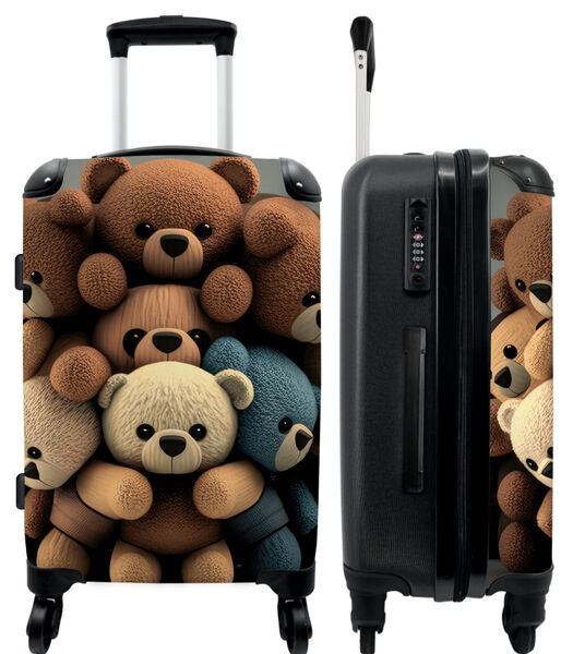 Handbagage Koffer met 4 wielen en TSA slot (Teddybeer - Knuffel - Bruin - Design)