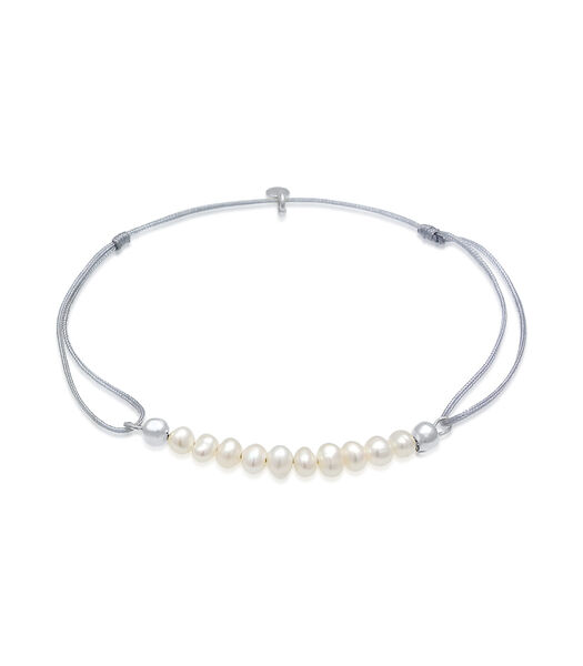 Bracelet Femme Basic Nylon Adjustable Avec Perles De Culture D'eau Douce En Argent Sterling 925
