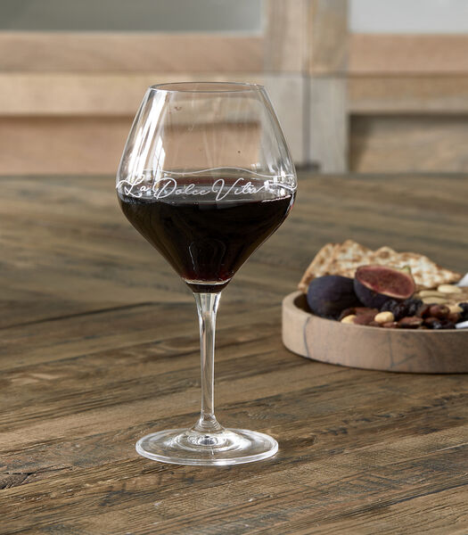 Wijnglas gegraveerd tekst, Rodewijn Glas - La Dolce Vita - 400 ML