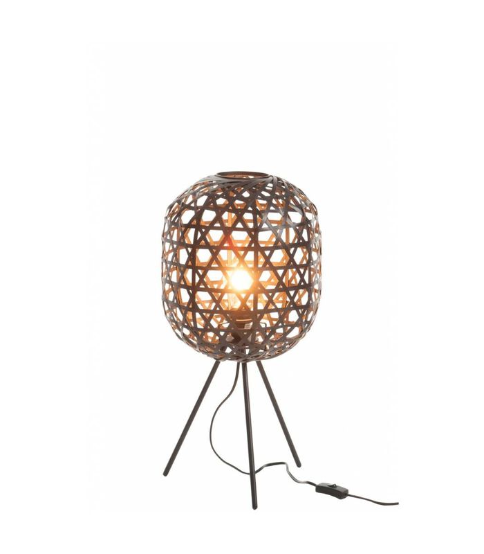 Bamboo Light - Lampe à poser - cylindre - bambou - noir - tripode - métal image number 0