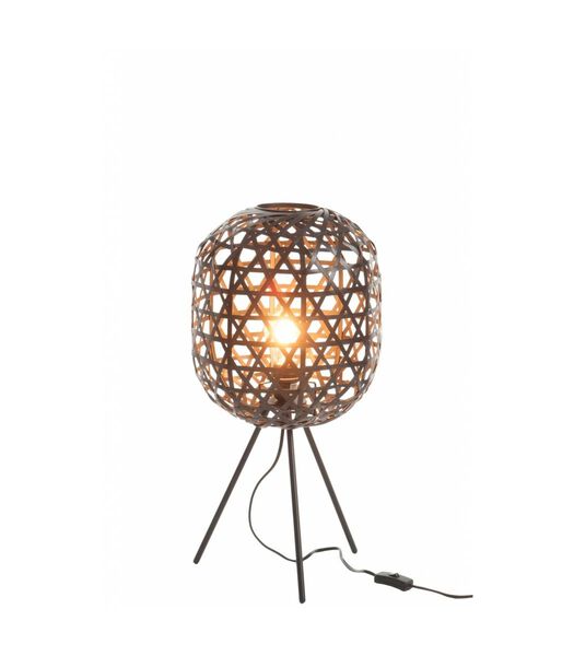 Bamboo light - Tafellamp - cilinder - bamboe - zwart - driepikkel - metaal