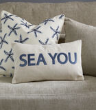 Sea You - Housse de coussin 50x30 Blanche et bleu image number 1