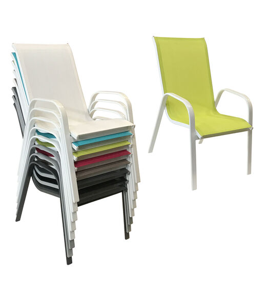 Set van 4 MARBELLA stoelen in groen textilene - wit aluminium