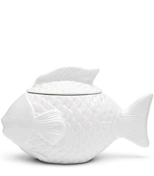 Fish Storage - Pot de rangement Blanc Faïence avec couvercle