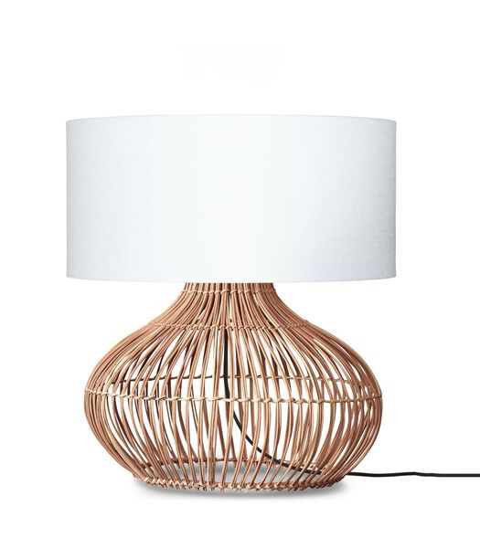 Lampe de Table Kalahari - Blanc/Rotin - Ø47cm