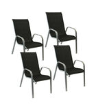 Set van 4 MARBELLA stoelen in zwart textilene - grijs aluminium image number 0