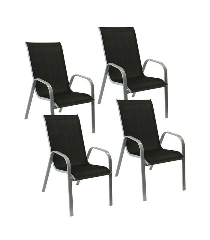 Set van 4 MARBELLA stoelen in zwart textilene - grijs aluminium image number 0