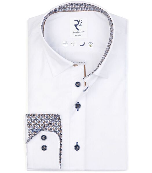R2 Chemise Twill Blanche Manches Extra Longues