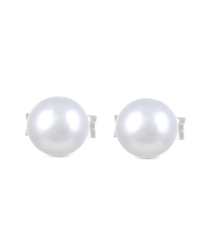 Boucles d'oreilles, base en argent 925 et perle blanche avec finition rhodiée image number 0