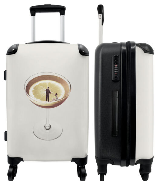 Bagage à main Valise avec 4 roues et serrure TSA (Abstrait - Cocktail - Citron - Design)