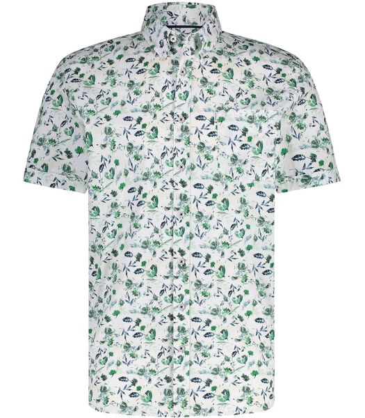 Short Sleeve Overhemd Bloemenprint Groen