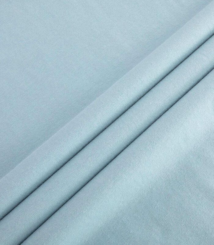 T-Shirt Tricoté - Manches Courtes - Bleu Clair - Coupe Regular - Excellent Coton image number 4