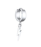 Boucles D'oreilles Hommes Créole Pendentif Eclair Pièce Unique En Argent Sterling 925 image number 3