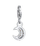 Amulette Charm Femme Demi-Lune Scintillante Avec Cristaux Zirconium En Argent Sterling 925 image number 1