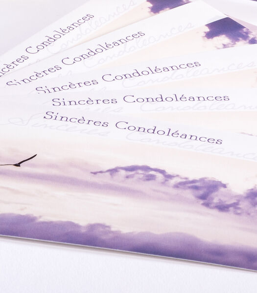 Pochettes de 6 cartes simples Condoléances ciel