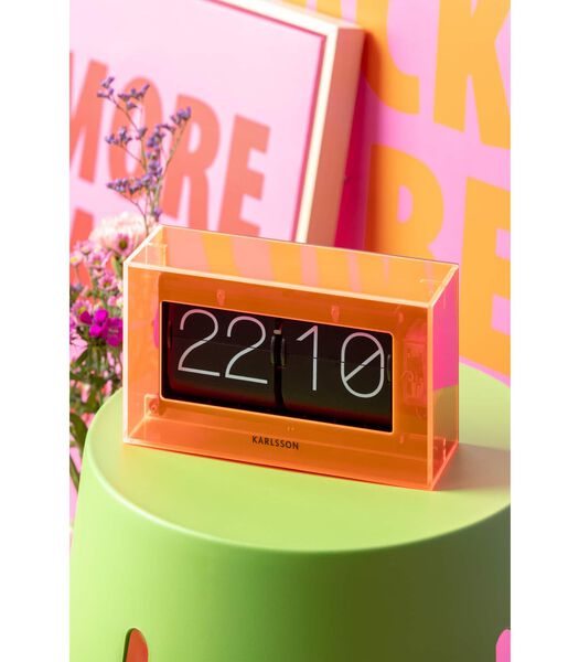 Tafelklok Boxed Flip - Oranje - 20.7x7.1x11.7cm