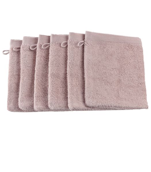 COMO - 6 gants de toilette - Misty Pink