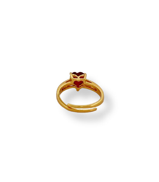 Ring - Rode hartvormige ring - Goud