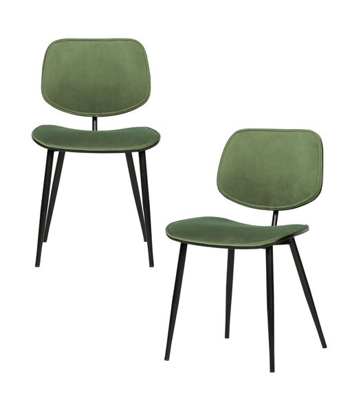 Lot de 2 chaises de table - Velours - Vert - 78x46x56 - Jackie