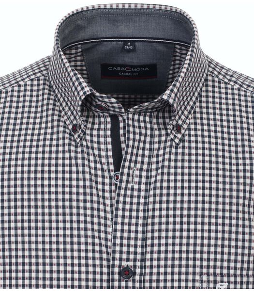 Casa Moda Overhemd Short Sleeve Zwart Geruit