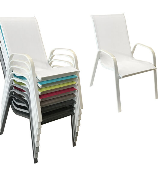 Lot de 4 chaises MARBELLA en textilène blanc - aluminium blanc
