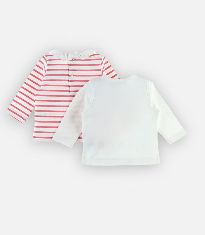 Set van 2 katoenen t-shirts, wit en roos image number 2