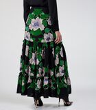 Lange rok met bloemenprint en grote volants image number 1