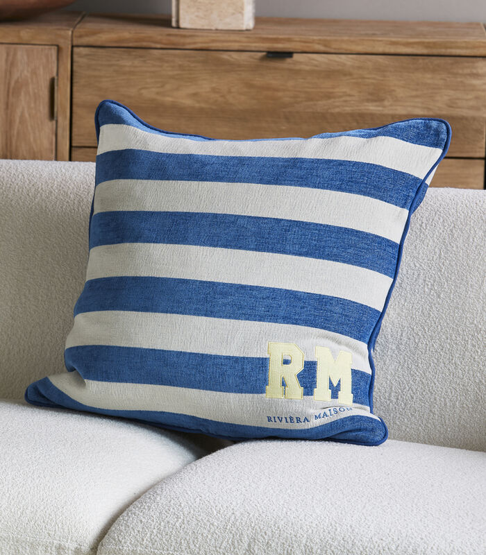 Kussenhoes blauw met wit gestreept 60x60 - Loving Stripes Sierkussen image number 1
