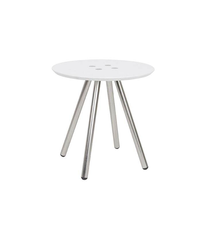 Table d'appoint Sliced - Blanc, pieds satinés - 40x40cm image number 0