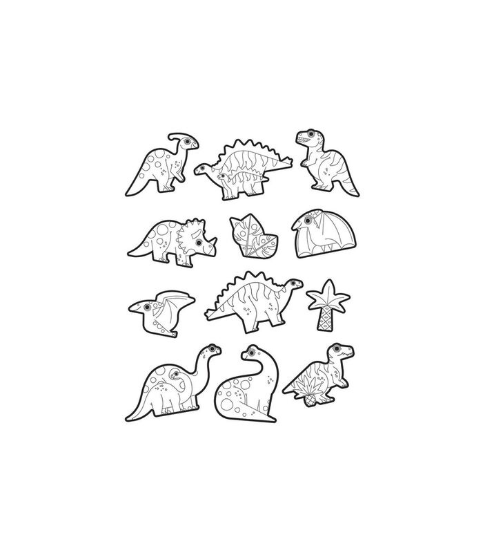 Inkleur Stickers Dinosaurus - 20 stuks image number 1
