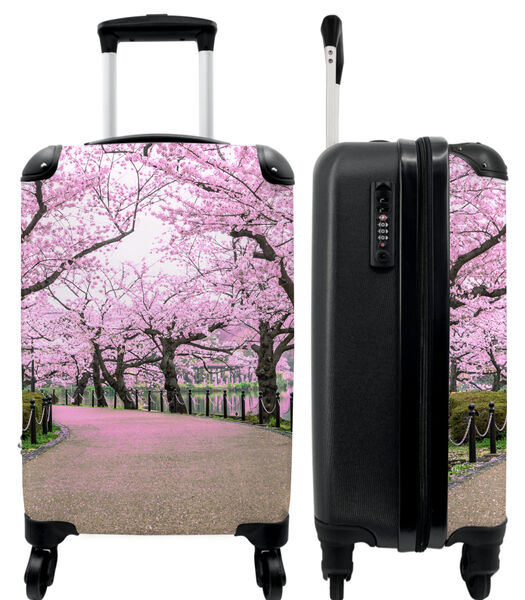 Valise spacieuse avec 4 roues et serrure TSA (Sakura - Arbre en fleurs - Rose - Fleurs - Printemps)