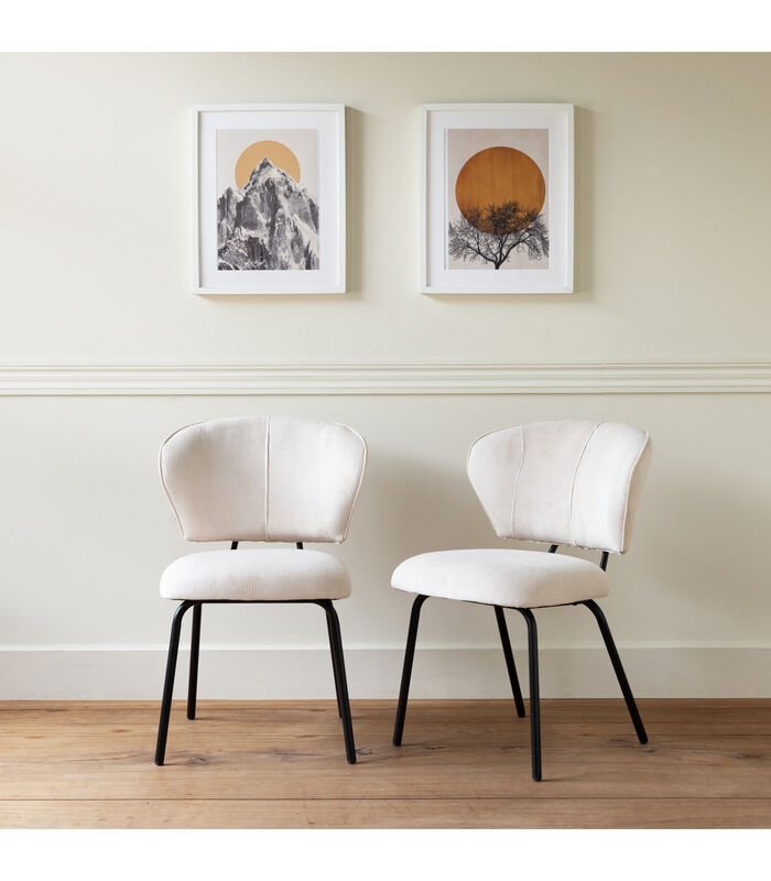 Set van 2 NILSA beige ribfluwelen stoelen image number 1
