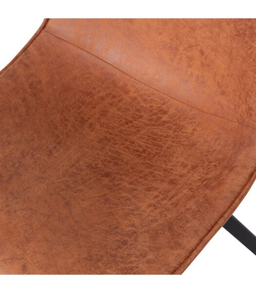 Lot de 2 chaises de table - Cuir PU - Cognac - 84,5x50x61,5 cm - Swen
