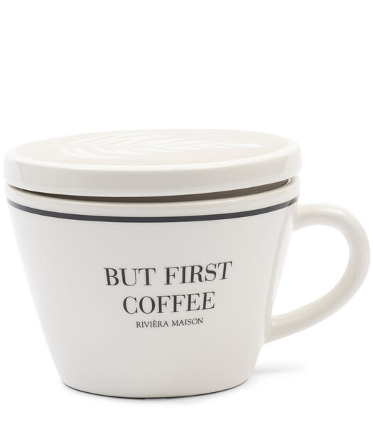 Voorraadpot wit, Opbergpot - But First Coffee Storage Jar - Porselein