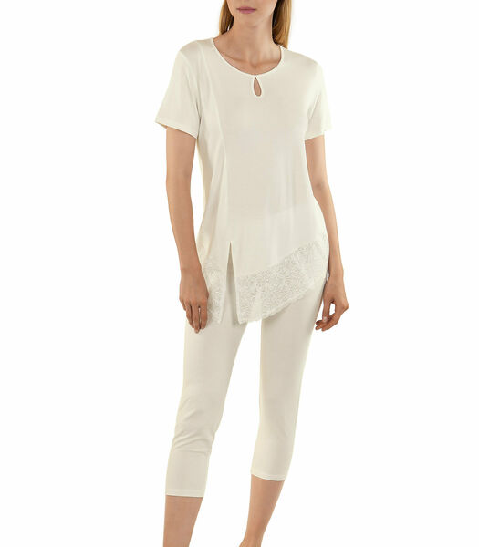 Homewear pyjamabroek t-shirt Felicity ivoor