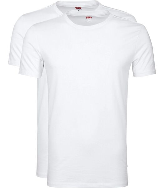 T-shirt Col Rond Blanc Lot de 2