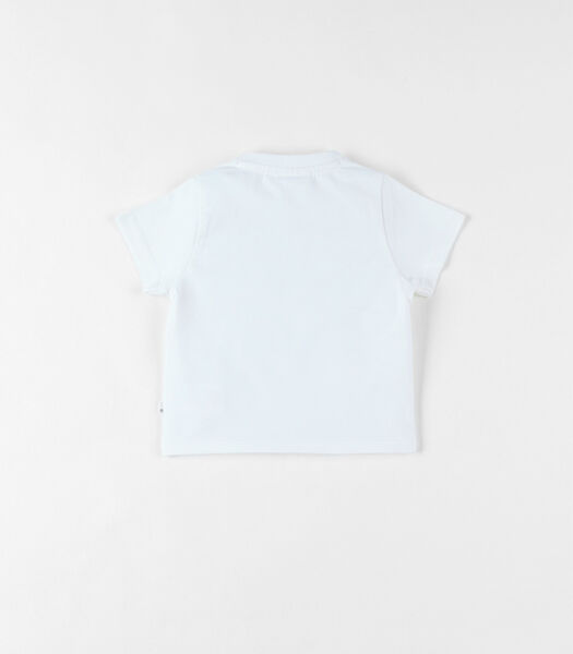 T-shirt met korte mouwen en leeuwprint, ecru/blauw