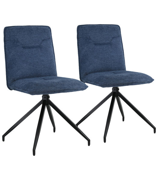 Set van 2 AREN blauwe stoffen stoelen