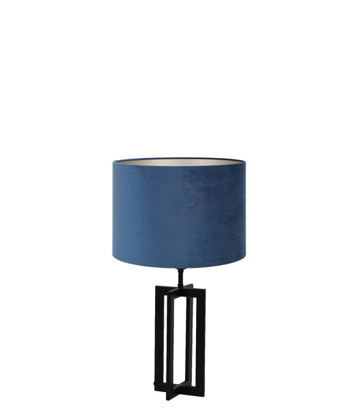 Tafellamp Mace/Velours - Zwart/Blauw - Ø30x56cm