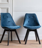 Set van 2 blauwe NORA fluwelen stoelen met kussen image number 1