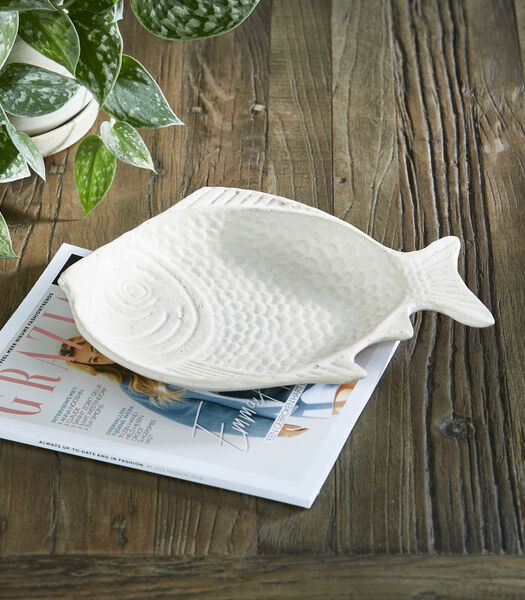 Lovely Fish - Plat décoratif blanc bol profond en papier mache poisson